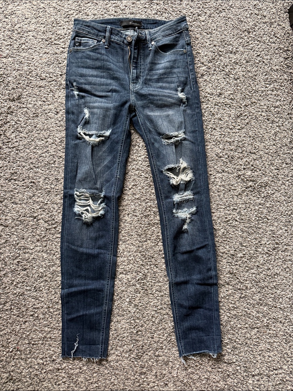KanCan Dark Indigo Distressed Skinny Jeans